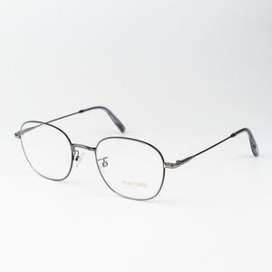 Tom Ford Men Eyeglasses Shiny Gunmetal Blue Block Round FT5790-K/O 008